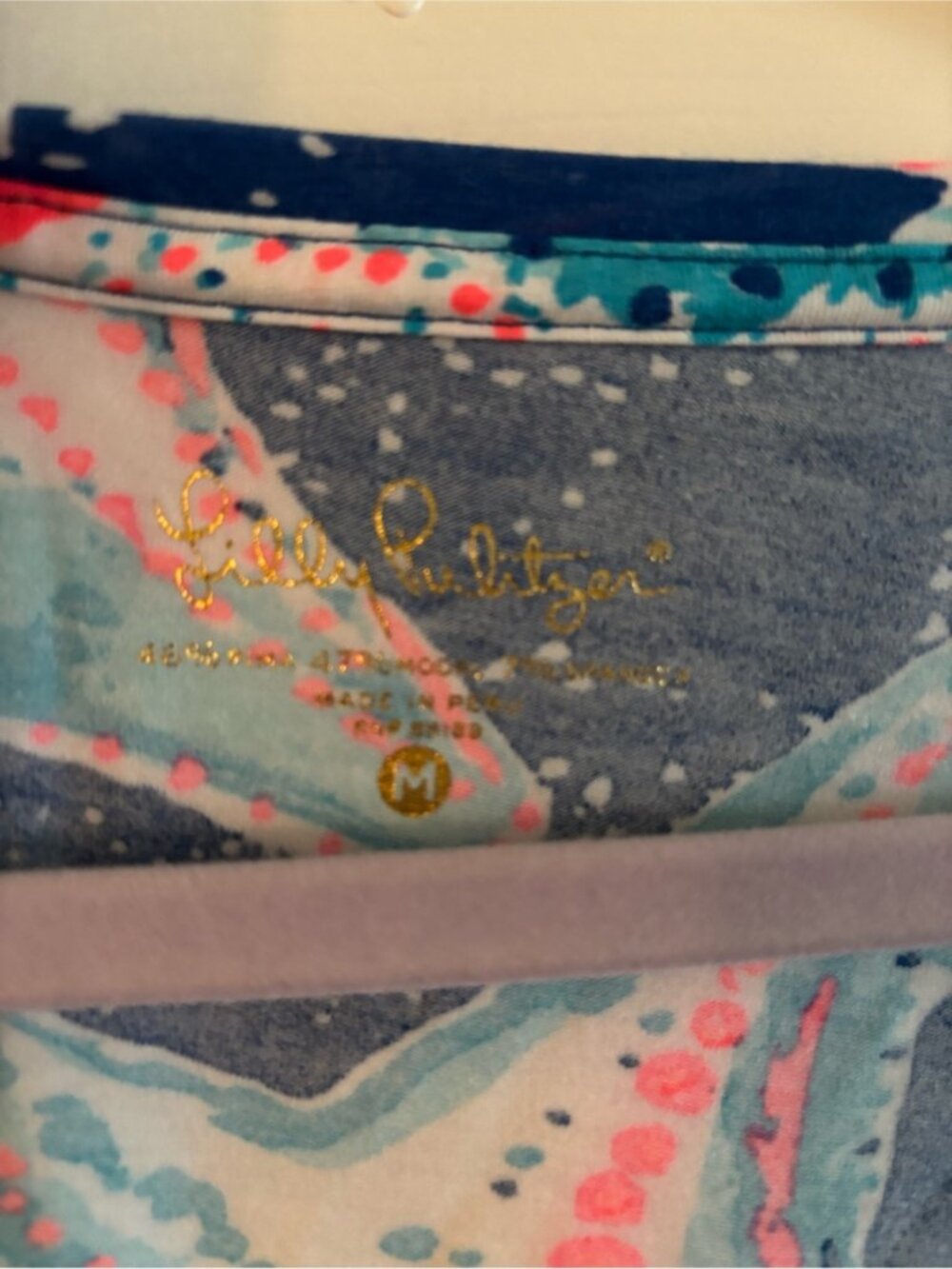 Women's Scoop Neck Starfish Print Top - Blue & Pink - Picture 2 of 3